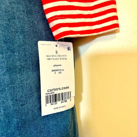 NWT Carters Heart Pocket Dress, Size 5 - Picture 2 of 3